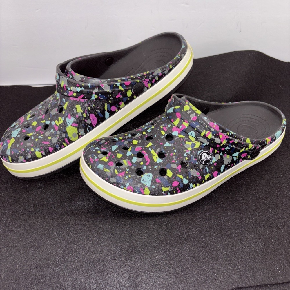 Crocs Classic Clog Multi Color Paint Splatter Mens 9/ Women's 11 Unisex Shoe EUC
